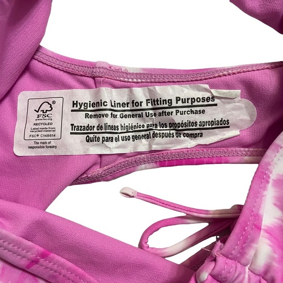 California Waves Pink Tie Dye High Waist Bikini Swim Bottoms Juniors Large L - Picture 13 of 15